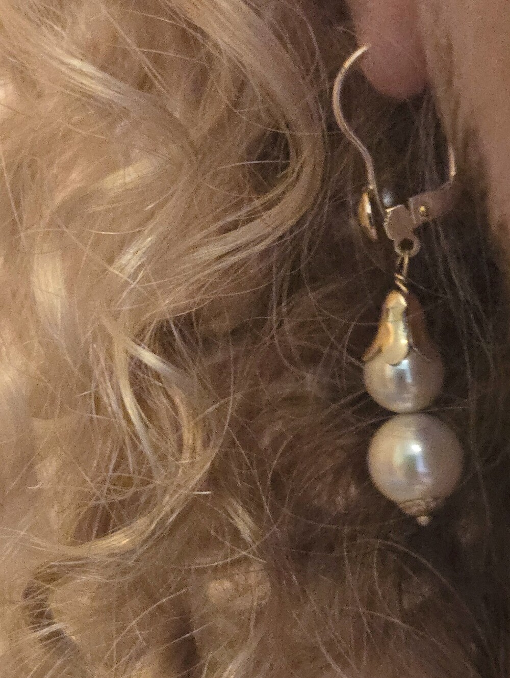 14kt Solid Yellow Gold double Pearl Drop Earrings
